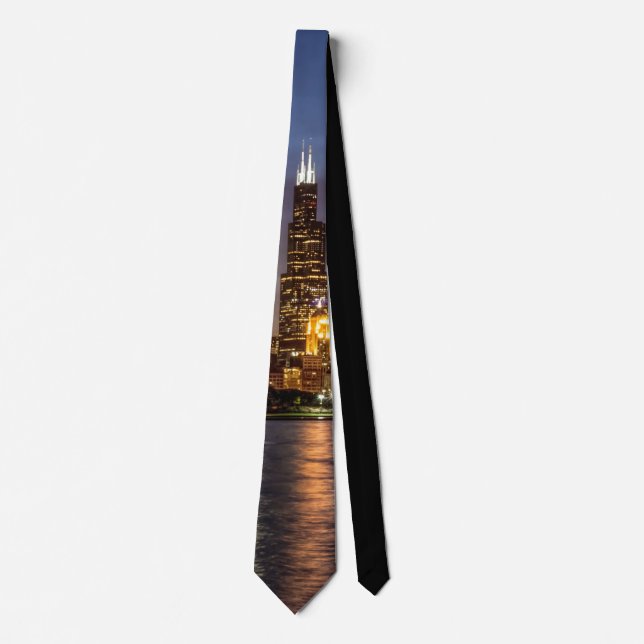 Gravata Noite de Chicago Cityscape (Frente)