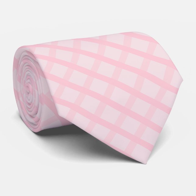 Gravata Noiva Corada E Rosa Chá Xadrez Padrão (Rolled)