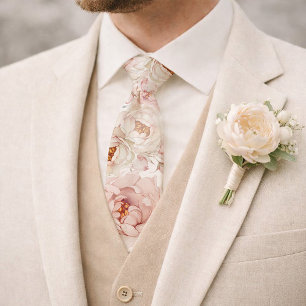 Gravata Noiva de Peônia em Aguarela Casamento Floral