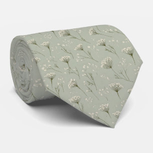 Gravata Noiva Personalizada de Renda Queen Anne em Sage Em