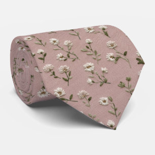 Gravata Noiva Personalizada de Trevo Branco Rosa Empoeirad