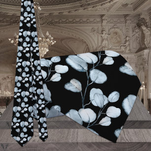 Gravata Noiva Preto com Raminhos de Eucalipto Azul Empoeir