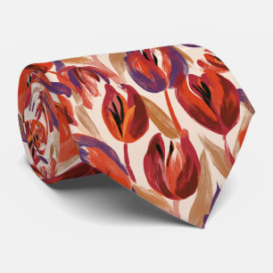 Gravata Noivo de Impressão de Tulipa Casamento à Beira do