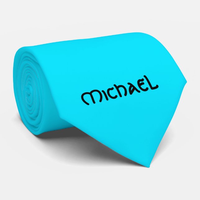 Gravata Nome celta azul fluorescente néon vibrante (Rolled)
