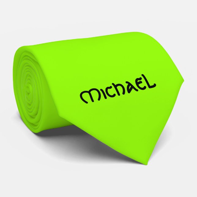 Gravata Nome celta verde fluorescente neon vibrante (Rolled)