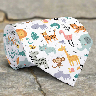 Gravata Nome de Bebê Personalizado com Animais Fofos da Se
