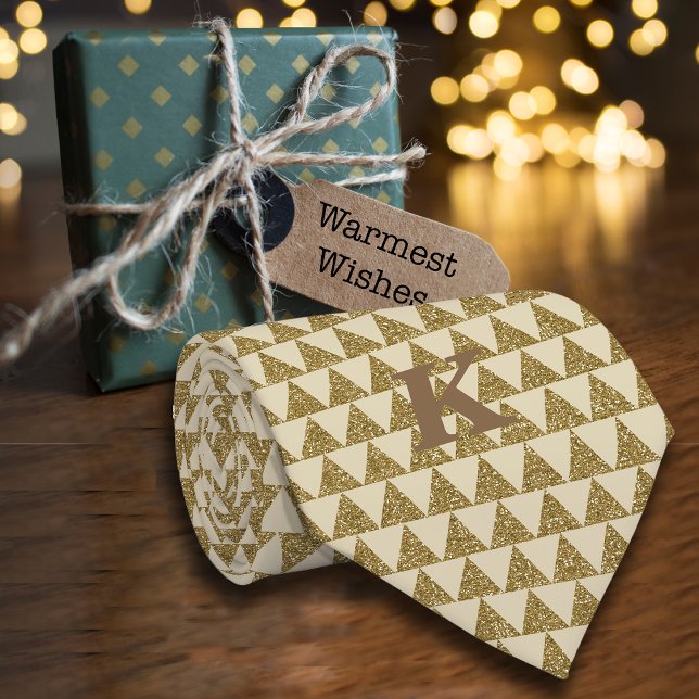 Gravata Nome Personalizado do Triângulo Glitter Geométrico (Criador carregado)