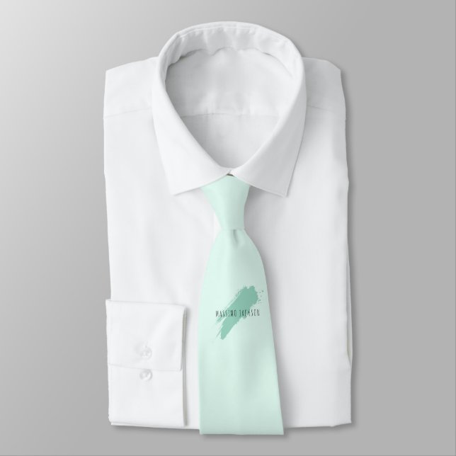 Gravata Nome Próprio Decorativo Chic Simples Azul Branco (Amarrado)