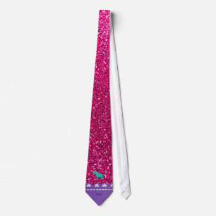 Gravata Nome turquoise unicórnio néon rosa quente