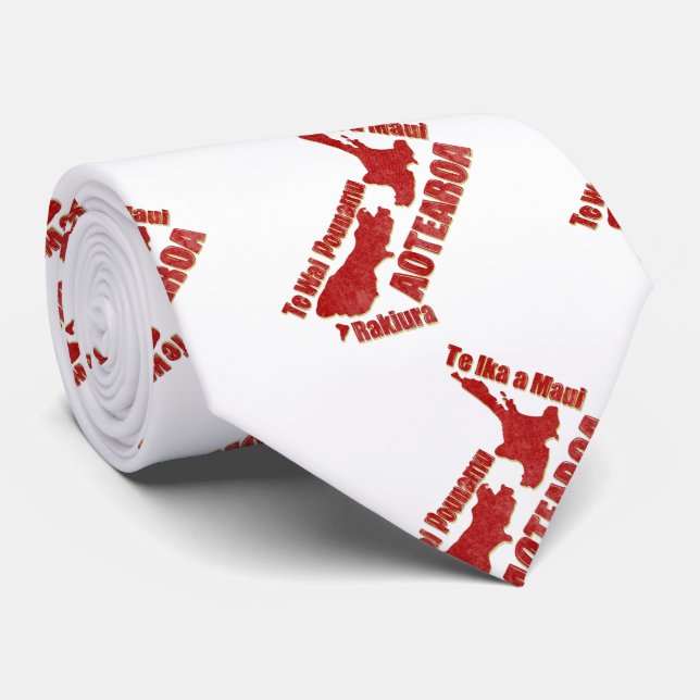 Gravata Nomes de Local de Aotearoa Maori (Rolled)