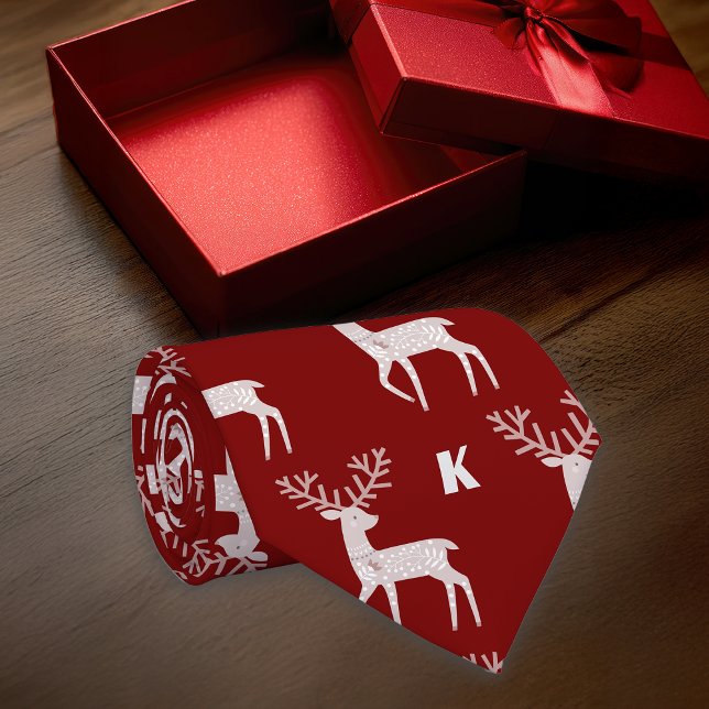 Gravata Nordic Deer Maroon Personalize inicial (Criador carregado)