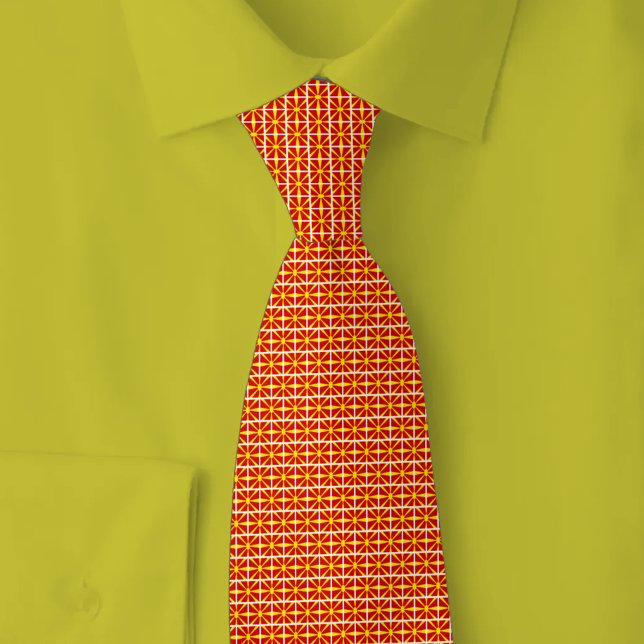 Gravata North Macedonia Flag Brick Pattern (Criador carregado)