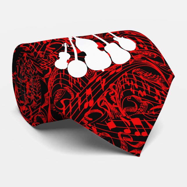 GRAVATA NOTAS DA MÚSICA COM BANDA DE 5 PARTES (Rolled)