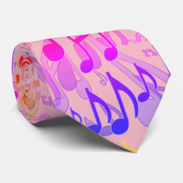 Gravata Notas Musicais Corações Brilhantes de Padrão Music