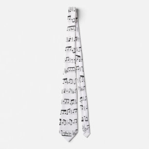 Gravata Notas Musicais em Branco