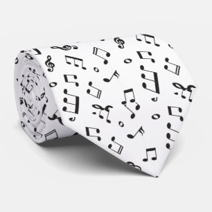 Gravata Notas musicais preto e branco
