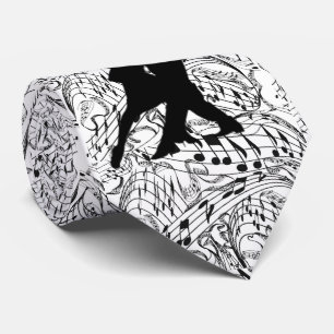 GRAVATA NOTAS PRETAS DA MÚSICA COM DANÇA DE COUPLE-TIE