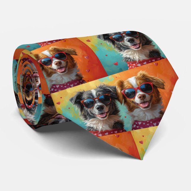 Gravata Nova Escócia Duck Toller com Dia de os namorados R (Rolled)