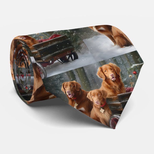 Gravata Nova Escócia Duck Toller Retriever Snowy Sleigh (Rolled)