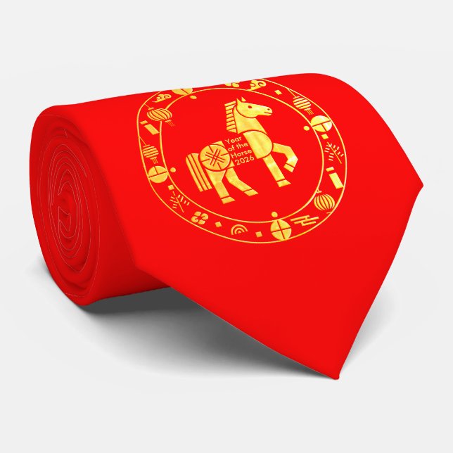 Gravata Novo ano chinês Dourado 2026 (Rolled)