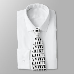 Gravata Numeral Romano Preto e Branco