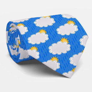 Gravata Nuvens de sol em chuva Padrão Design Azul