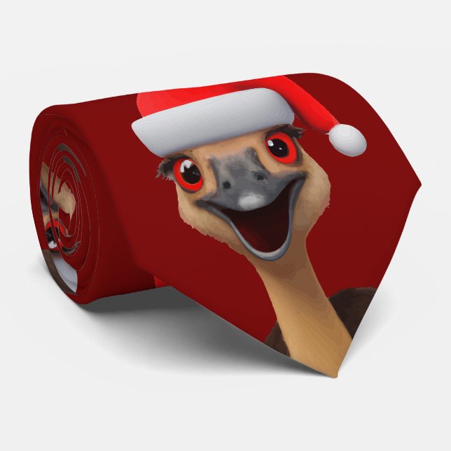 Gravata O ajudante australiano do Papai Noel - Emu de Nata (Rolled)