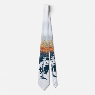 Gravata O buldogue francês e a paisagem combinam design a
