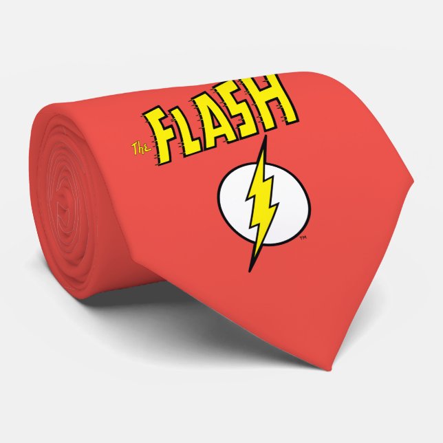 Gravata O Nome do Flash & Logotipo do Raio (Rolled)