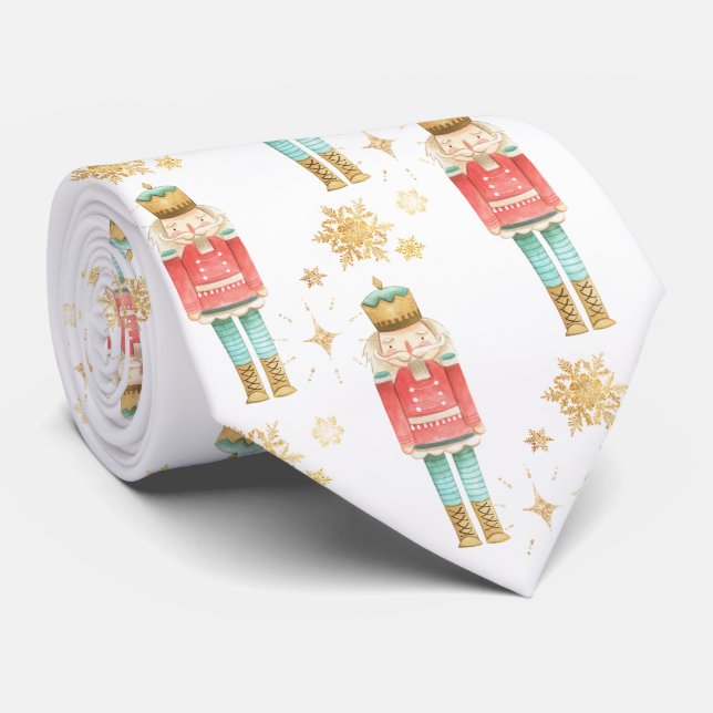 Gravata O Ouro Nutcracker de Natal Flocos de Neve (Rolled)