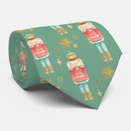 Gravata O Ouro Nutcracker de Natal Snowflakes Verde
