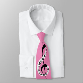 Gravata O piano do Clef de triplo da música fecha o rosa