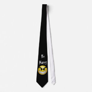 Gravata o preto-fundo, mau-smiley-cara, esteja feliz