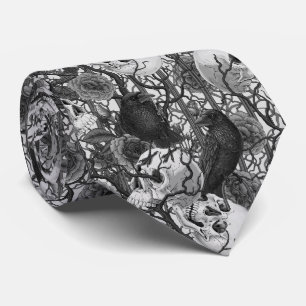 Gravata O segredo do Raven. Ilustração gótica escura e san