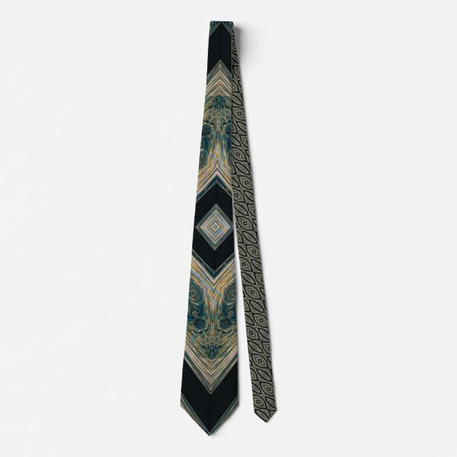 Gravata Obra-Prima Rastreada – Chevron Obsidiana (Frente)