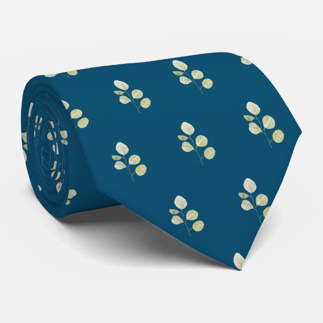Gravata Oceano Azul com Colheita Verde (Rolled)