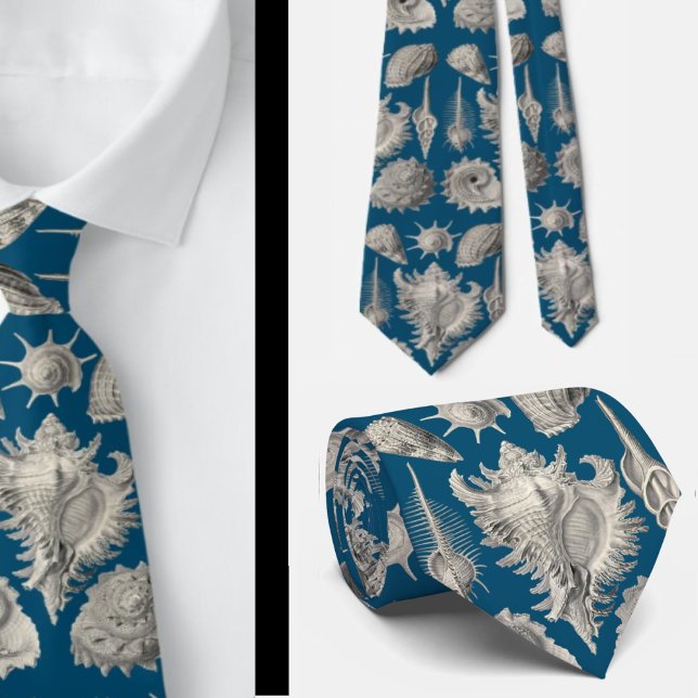 Gravata Oceano de Marinhos Costeiros Azuis e Brancos (Criador carregado)