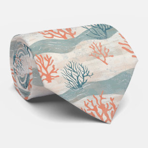 Gravata Oceano de Verão Coral Laranja Azul Praia