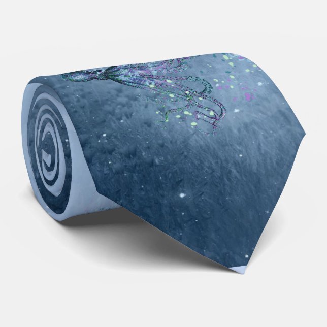 Gravata Octopus Animal Blue Shades do Oceano subaquático (Rolled)