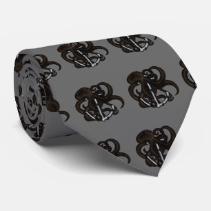 Gravata Octopus Negro Sobre Âncora