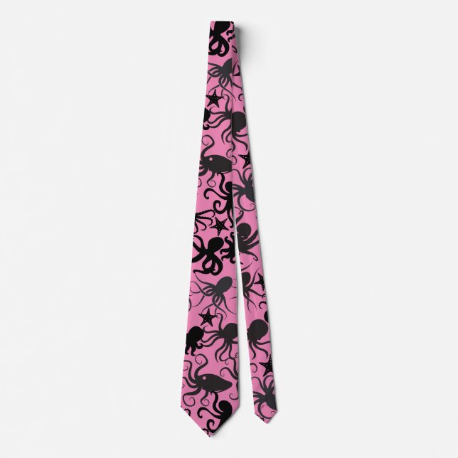 Gravata Octopus Pattern.w Rosa BG (Frente)