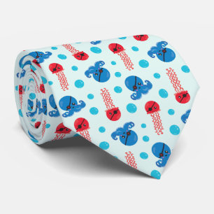 Gravata Octopus Pirata, Jellyfish Pirata, Animais do Mar