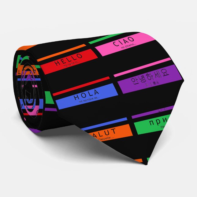 Gravata Olá Hola Salut Green Red Blue Roxo Tie (Rolled)