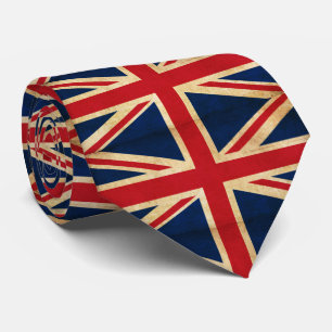 Gravata Old Vintage Grunge Reino Unido Flag Union Jack