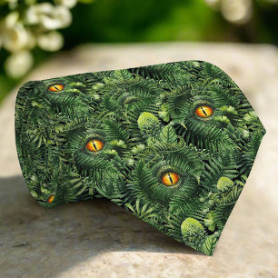 Gravata Olhos de Dinossauro Plantas Verdes Arte de Criatur