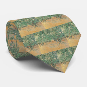 Gravata Oliveiral de Van Gogh - Arte da Natureza em Verde