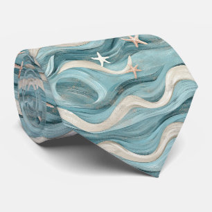 Gravata Onda Azul Costeira Estrela do Mar Creme Areia