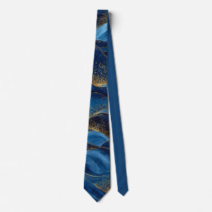Gravata Ondas Abstratas Azul Oceano – Design Costeiro Eleg