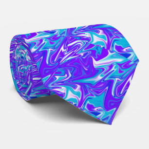 Gravata Ondas Celestiais: O Mármore Azul Branco e Roxo