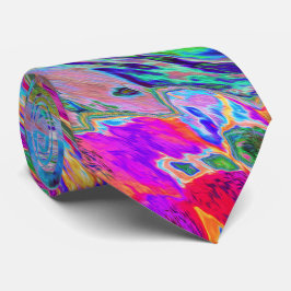 Gravata Ondas de Cores Psicodélicas Florais Abstratas em A
